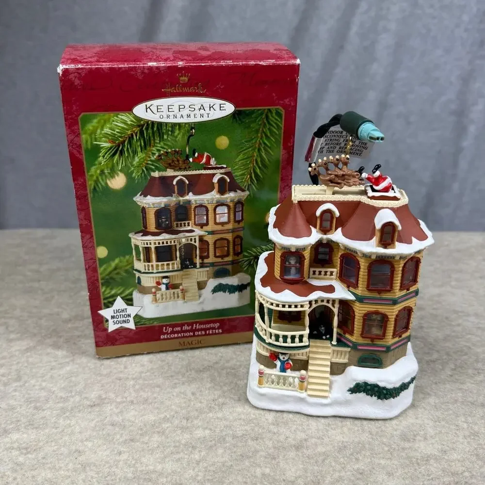 Hallmark Ornament Up On the Housetop 2001 Santa Reindeer